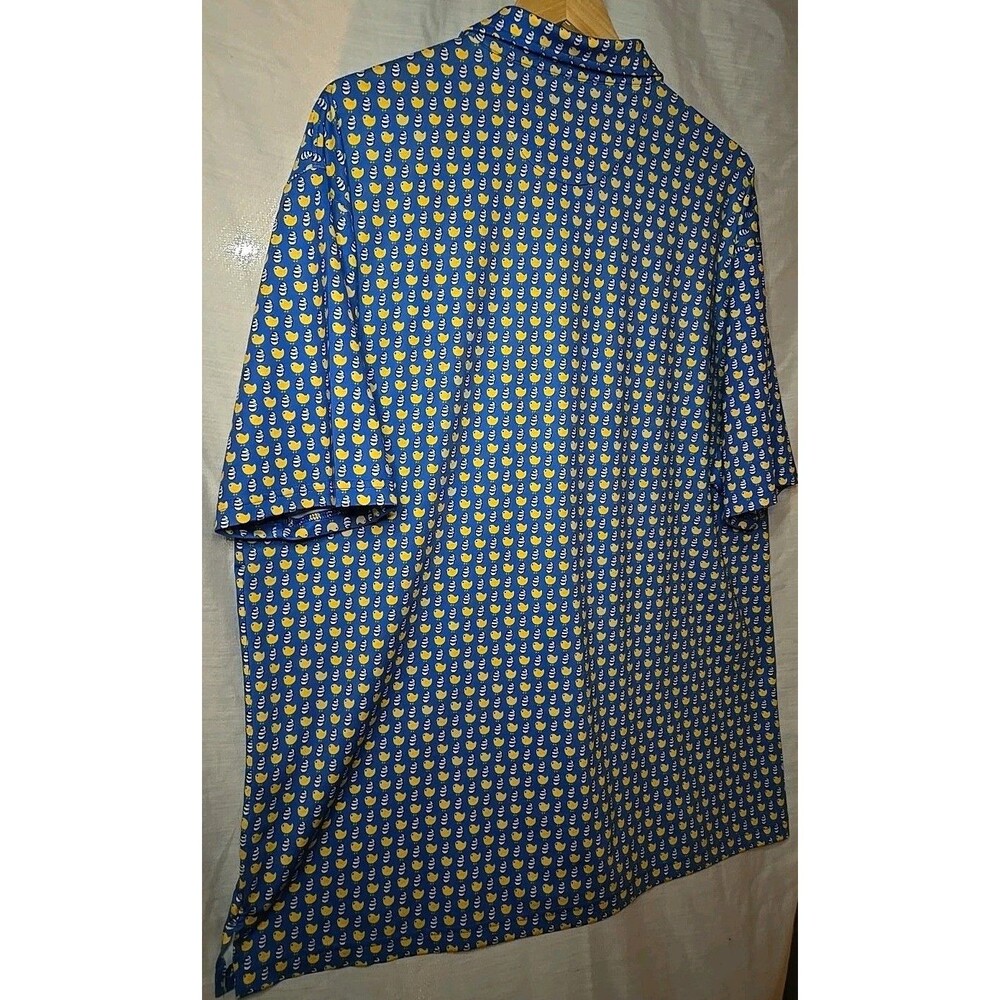 Horn Legend Bamboo Charchoal Polo Shirt Mens XL Blue Geometric Golf Stretch - Picture 5 of 9